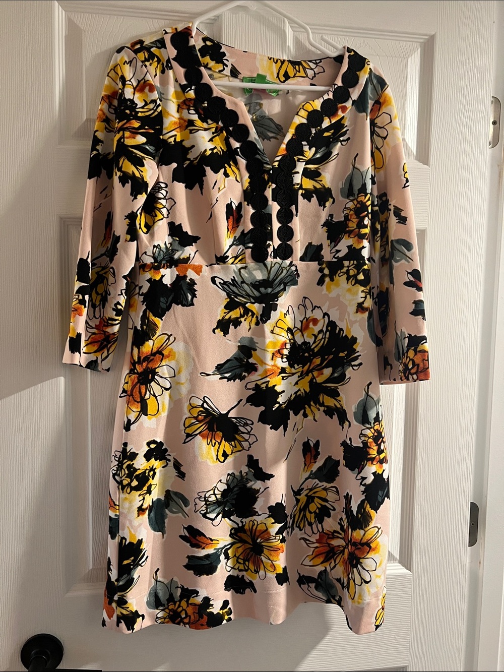 Pappagallo Pink Floral Scalloped V-Neck Dress